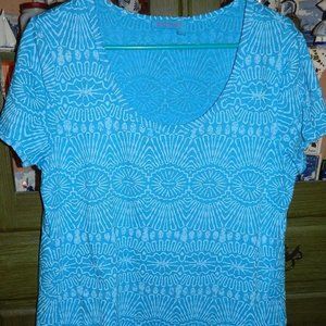 Fresh Produce Women's T-Shirt TunicTurquoise Print Size Large